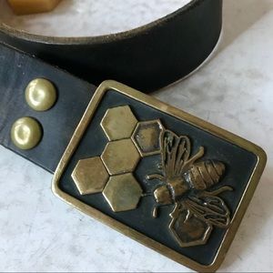 Leather Belt with Honeybee Buckle